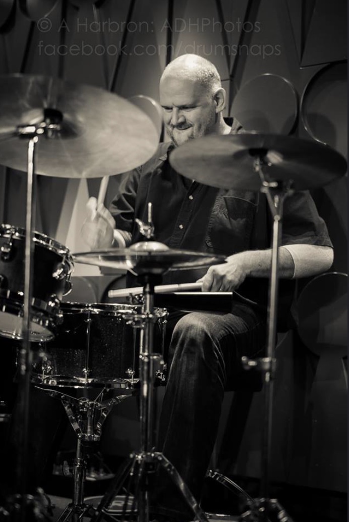 Ian Backhouse performing at the drum kit