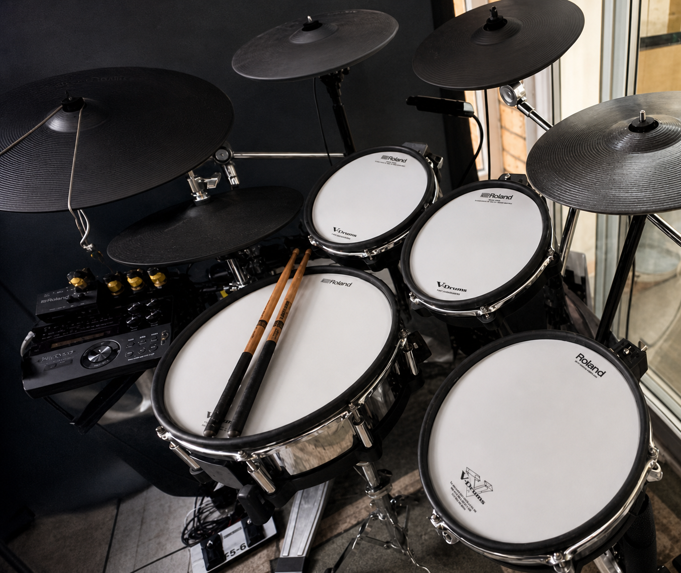 Ian Backhouse's professional Roland electronic teaching drum kit